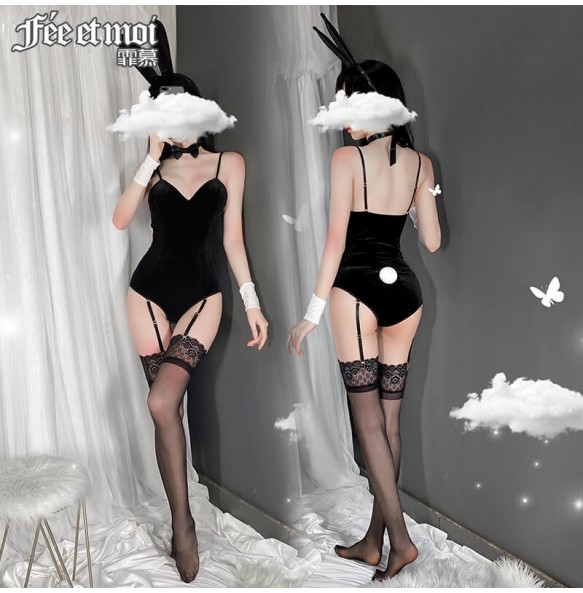 FEE ET MOI Sexy Bunny Girl Costume With Stocking (Black)